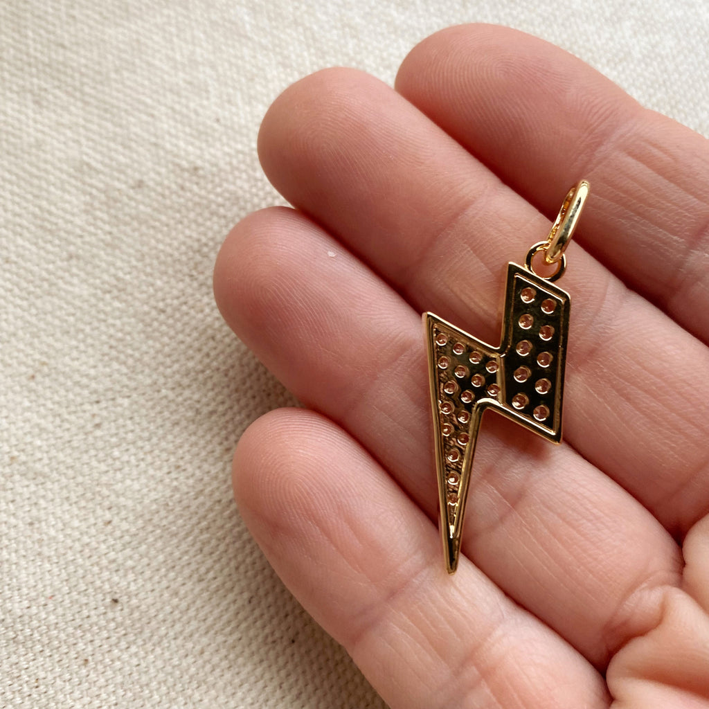 Mondsee 18k Gold Filled Iced Lightning Bolt Pendant Pave Settings CZ stones | 18k Gold Filled Jewelry