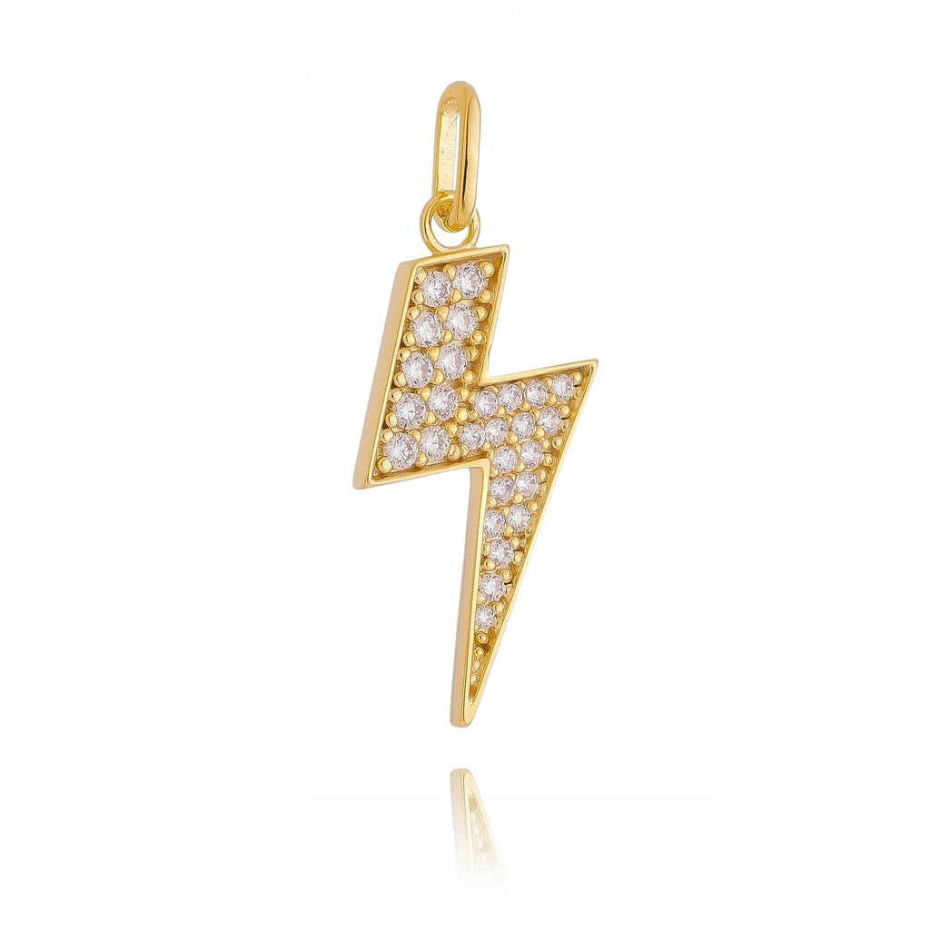 Mondsee 18k Gold Filled Iced Lightning Bolt Pendant Pave Settings CZ stones | 18k Gold Filled Jewelry
