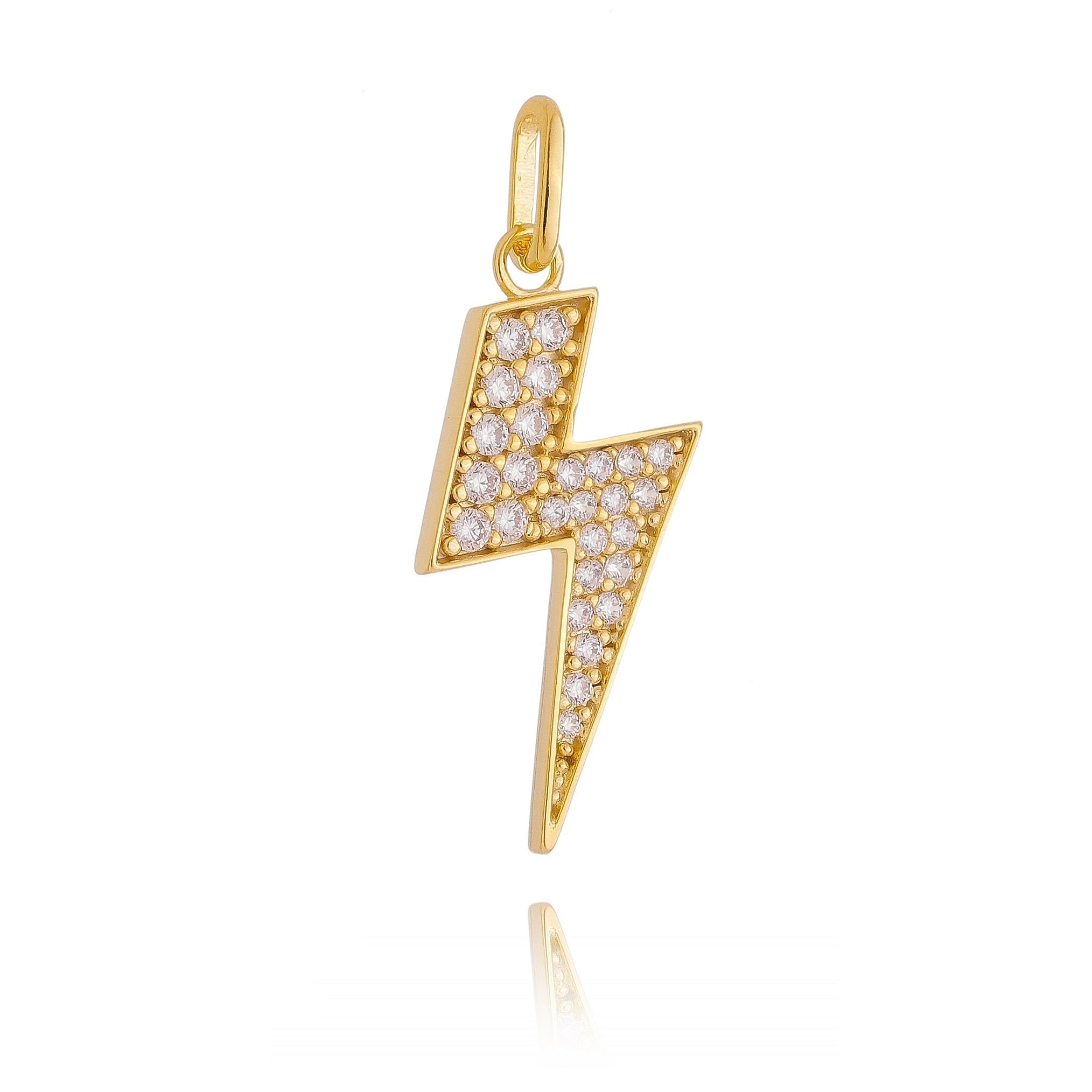 Mondsee 18k Gold Filled Iced Lightning Bolt Pendant Pave Settings CZ stones | 18k Gold Filled Jewelry