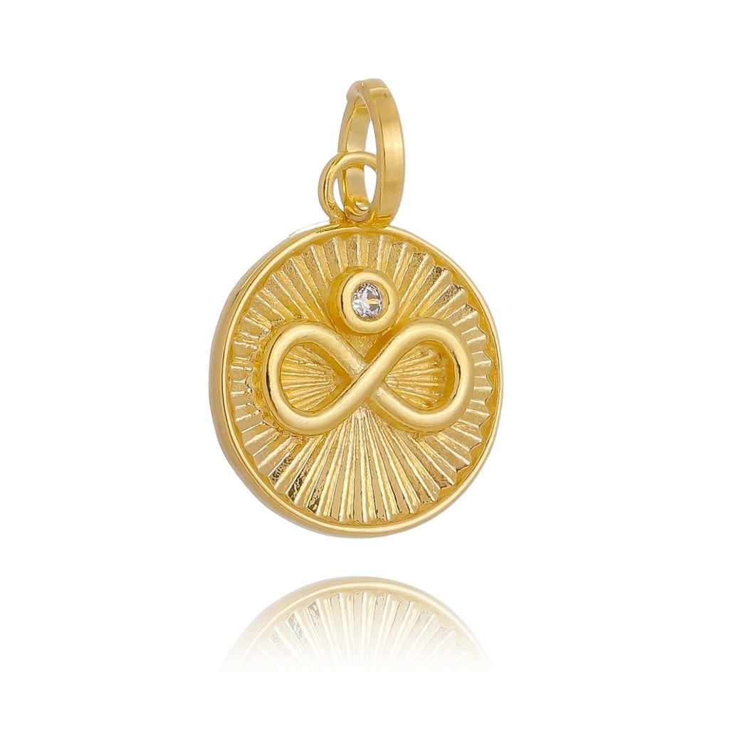 Mondsee 18k Gold Filled Infinity Charm Spokes From Center to Edges Pendant Solitaire Cubic Zirconia | 18k Gold Filled Jewelry
