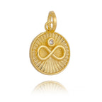 Mondsee 18k Gold Filled Infinity Charm Spokes From Center to Edges Pendant Solitaire Cubic Zirconia | 18k Gold Filled Jewelry