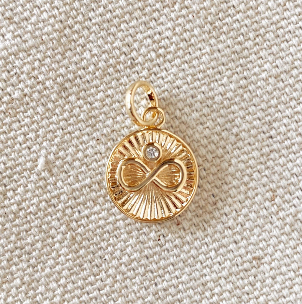 Mondsee 18k Gold Filled Infinity Charm Spokes From Center to Edges Pendant Solitaire Cubic Zirconia | 18k Gold Filled Jewelry