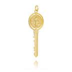 Mondsee 18k Gold Filled Key Pendant Featuring Swivel Medal Of St. Benedict | 18k Gold Filled Jewelry