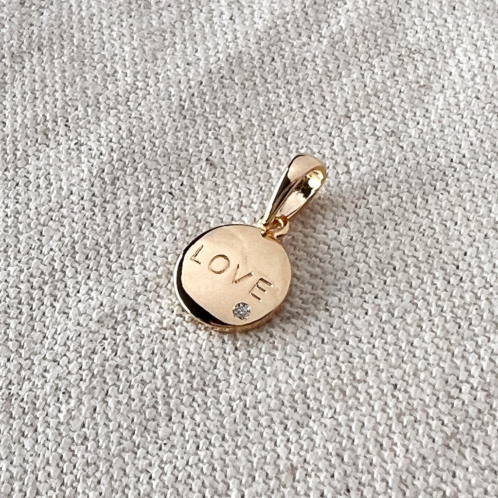 Mondsee 18k Gold Filled L.O.V.E. And Shiny Cubic Zirconia Detail Pendant | 18k Gold Filled Jewelry