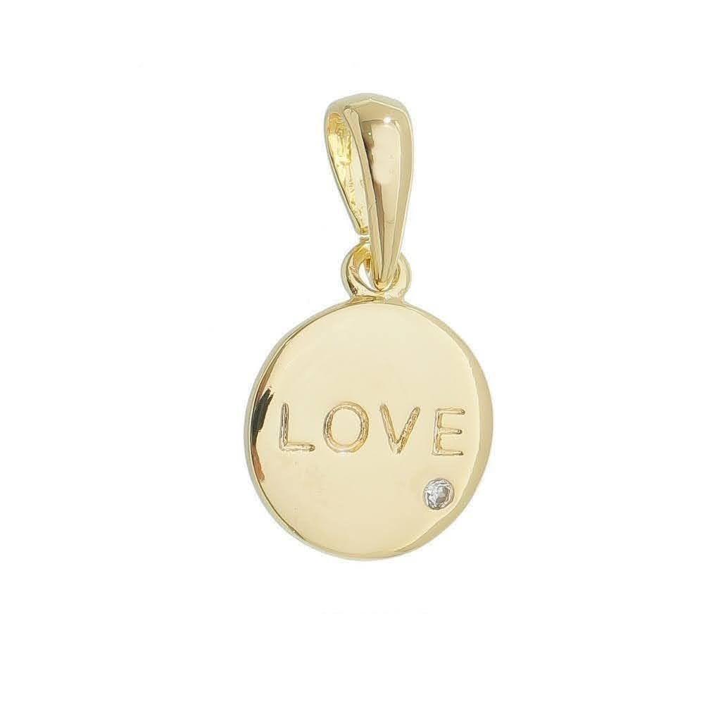 Mondsee 18k Gold Filled L.O.V.E. And Shiny Cubic Zirconia Detail Pendant | 18k Gold Filled Jewelry