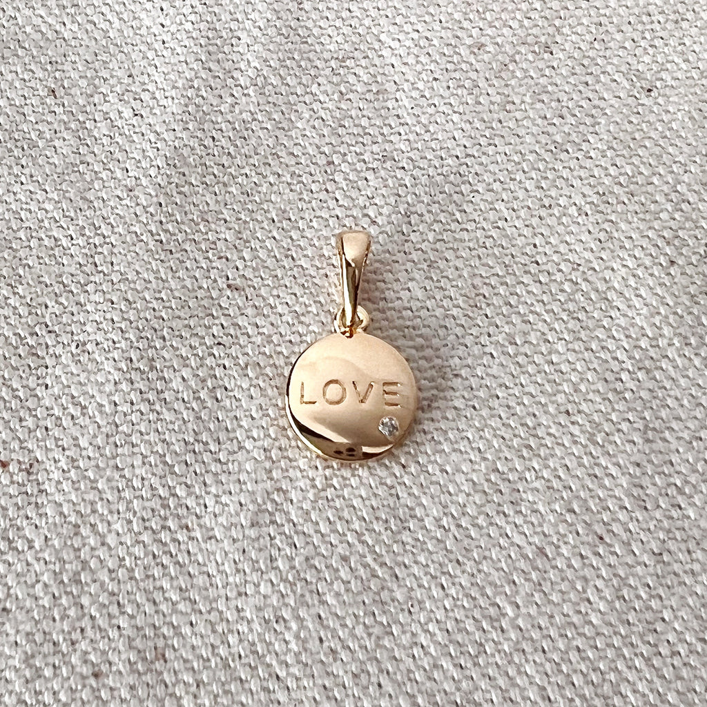 Mondsee 18k Gold Filled L.O.V.E. And Shiny Cubic Zirconia Detail Pendant | 18k Gold Filled Jewelry
