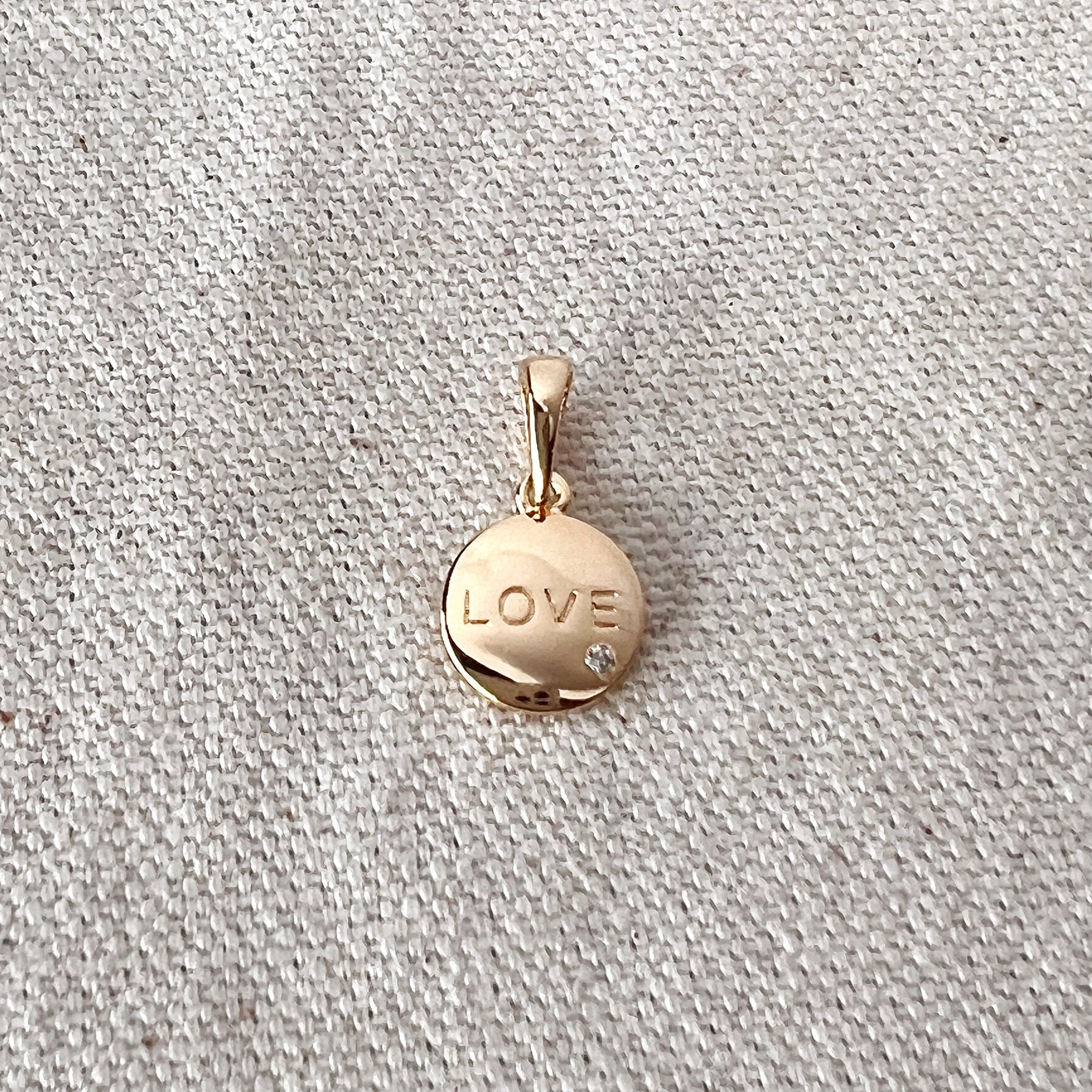 Mondsee 18k Gold Filled L.O.V.E. And Shiny Cubic Zirconia Detail Pendant | 18k Gold Filled Jewelry