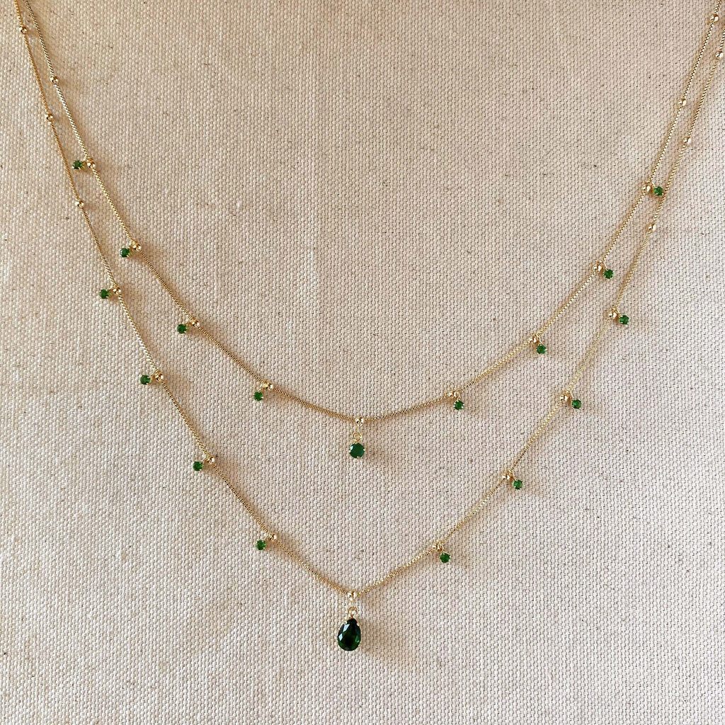 Mondsee 18k Gold Filled Layered Necklace Details In Cubic Zirconia Stones | 18k Gold Filled Jewelry