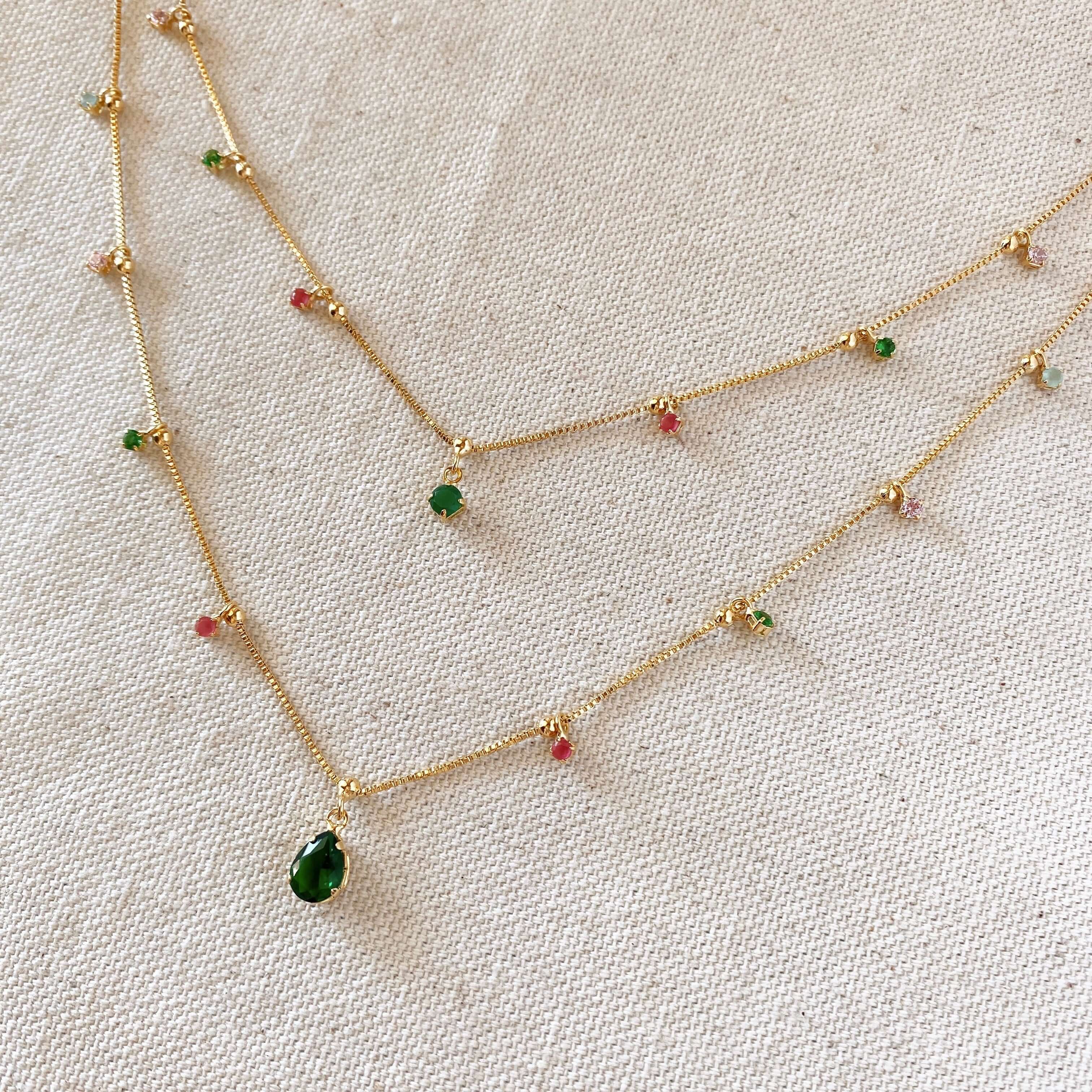 Mondsee 18k Gold Filled Layered Necklace Details In Cubic Zirconia Stones | 18k Gold Filled Jewelry