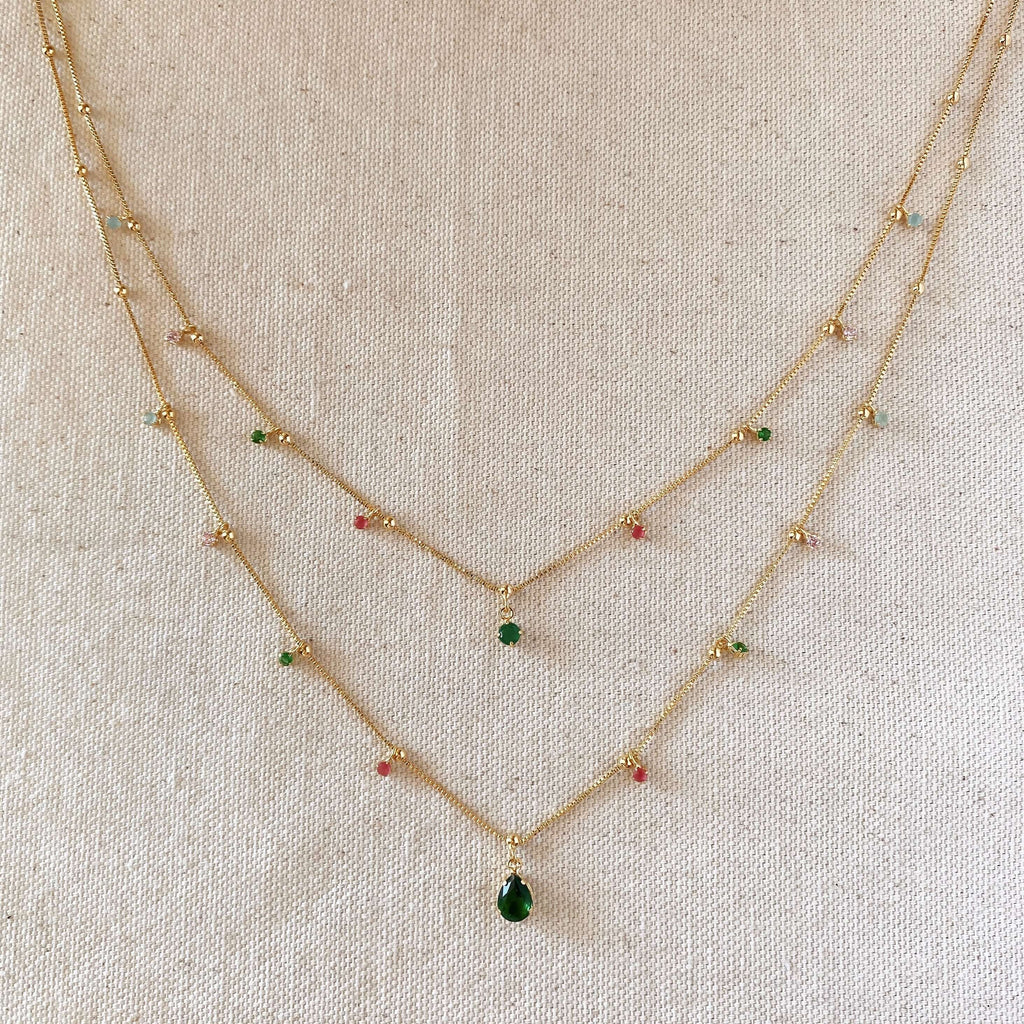 Mondsee 18k Gold Filled Layered Necklace Details In Cubic Zirconia Stones | 18k Gold Filled Jewelry