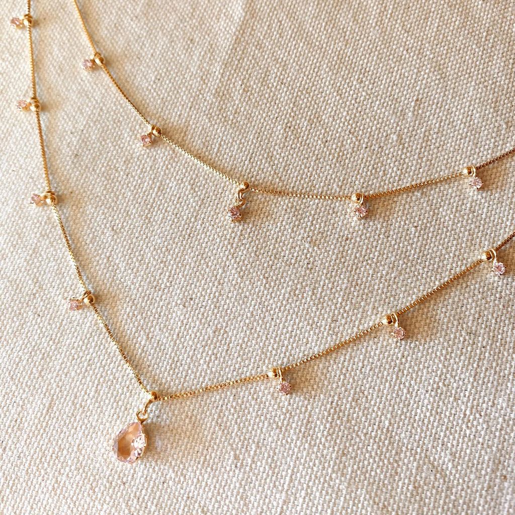 Mondsee 18k Gold Filled Layered Necklace Details In Cubic Zirconia Stones | 18k Gold Filled Jewelry