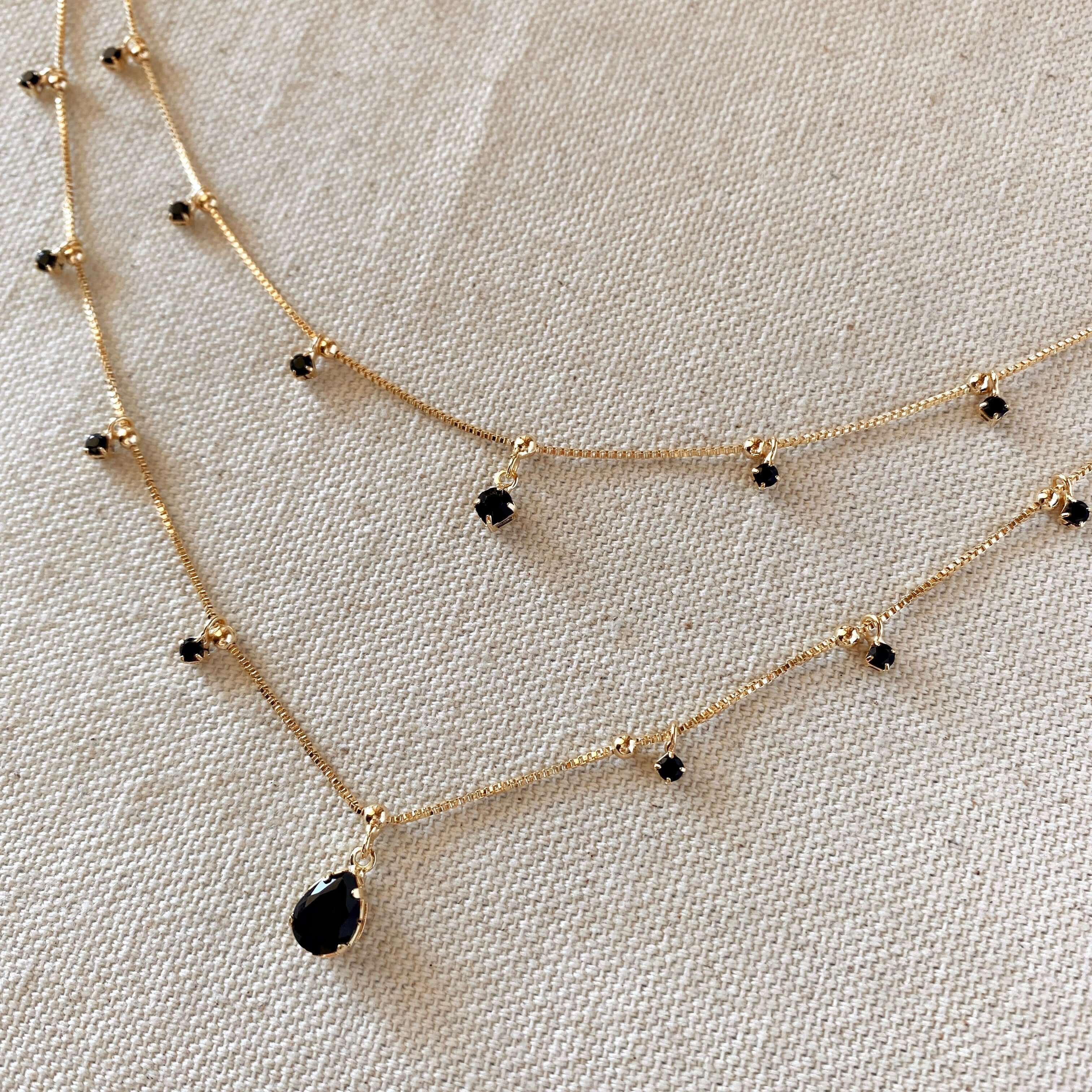 Mondsee 18k Gold Filled Layered Necklace Details In Cubic Zirconia Stones | 18k Gold Filled Jewelry