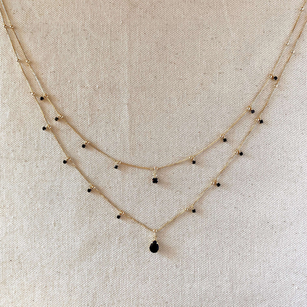 Mondsee 18k Gold Filled Layered Necklace Details In Cubic Zirconia Stones | 18k Gold Filled Jewelry