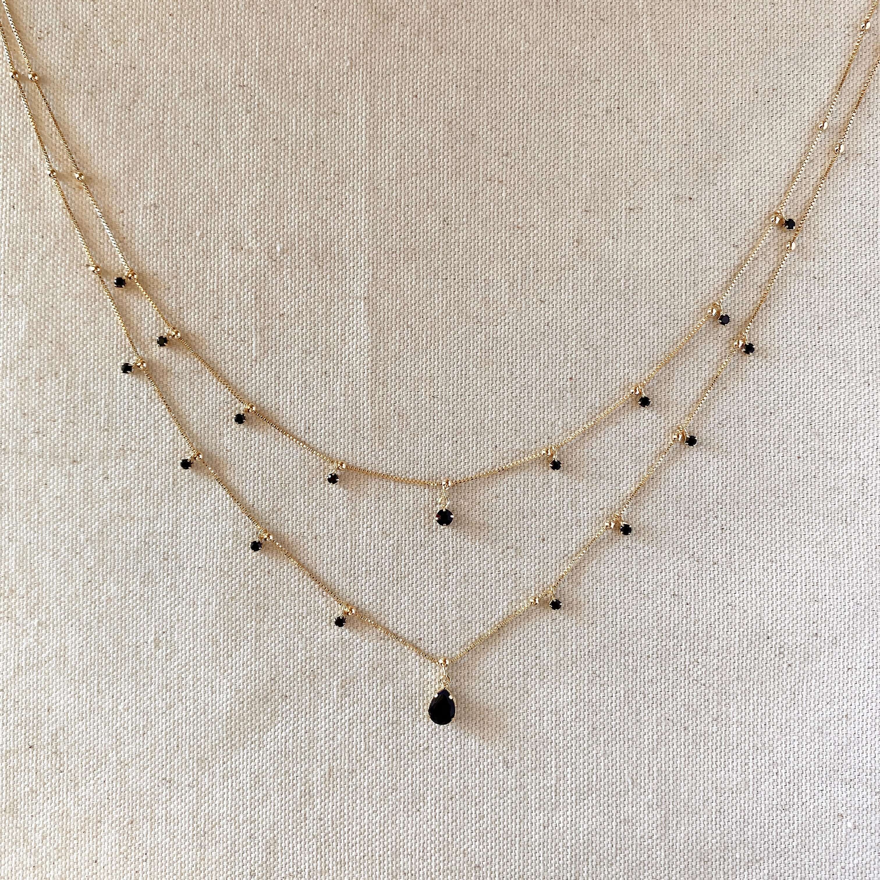 Mondsee 18k Gold Filled Layered Necklace Details In Cubic Zirconia Stones | 18k Gold Filled Jewelry