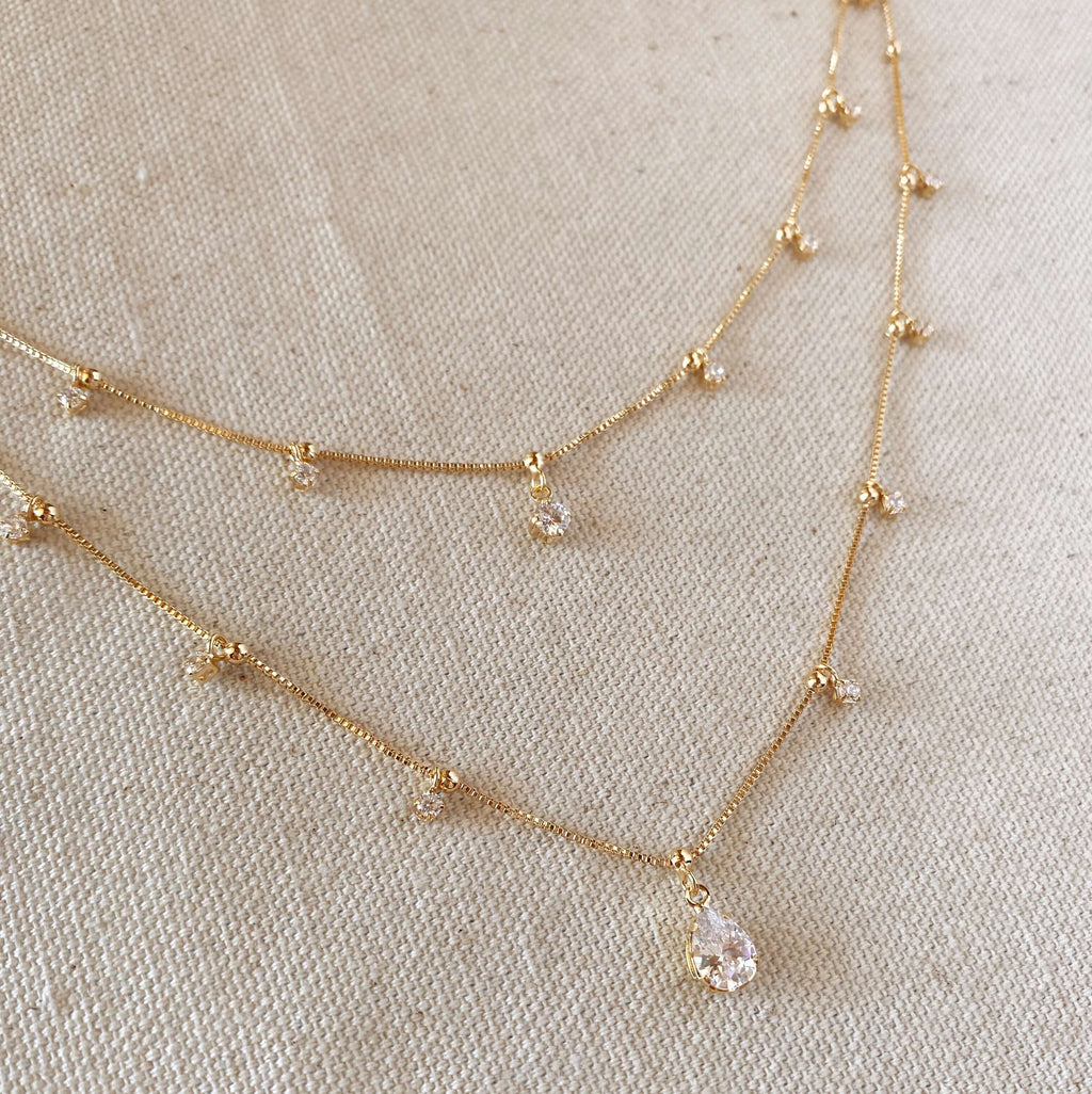 Mondsee 18k Gold Filled Layered Necklace Details In Cubic Zirconia Stones | 18k Gold Filled Jewelry