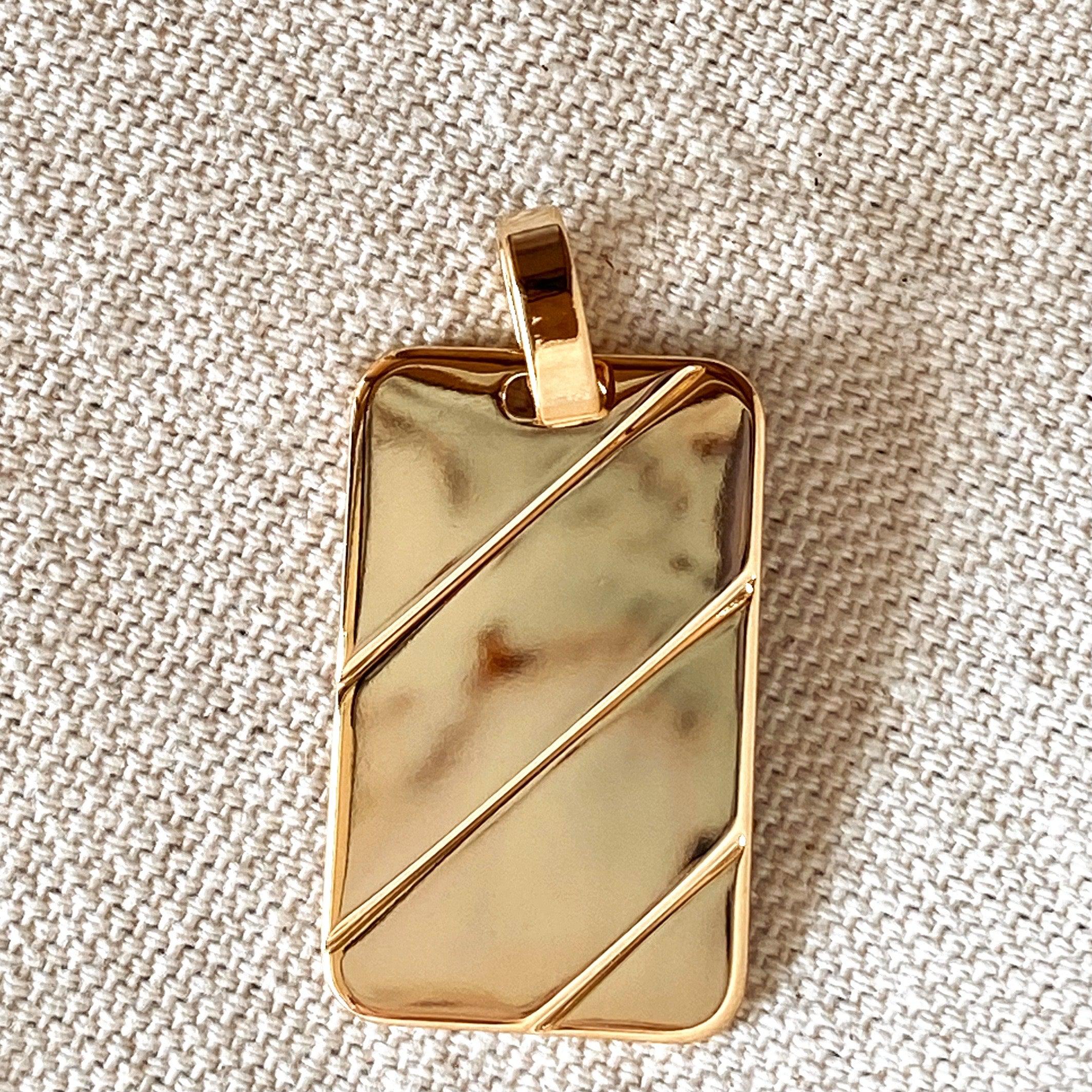 Mondsee 18k Gold Filled Luxury Tag Plate Rectangle Pendant Unisex | 18k Gold Filled Jewelry