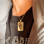 Mondsee 18k Gold Filled Luxury Tag Plate Rectangle Pendant Unisex | 18k Gold Filled Jewelry