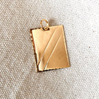 Mondsee 18k Gold Filled Luxury Tag Plate Rectangle Pendant Diamond Cut Frame | 18k Gold Filled Jewelry