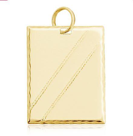 Mondsee 18k Gold Filled Luxury Tag Plate Rectangle Pendant Diamond Cut Frame | 18k Gold Filled Jewelry