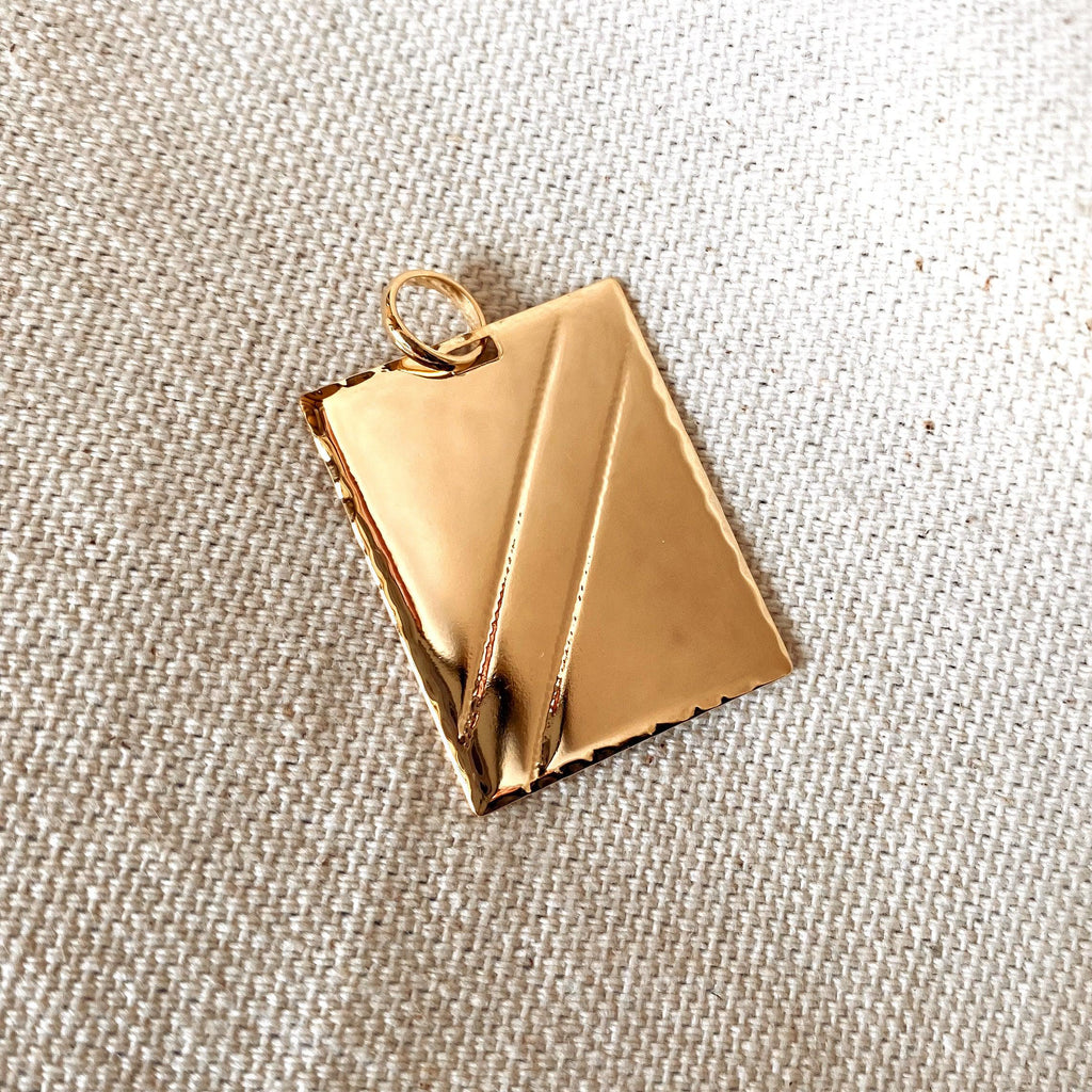 Mondsee 18k Gold Filled Luxury Tag Plate Rectangle Pendant Diamond Cut Frame | 18k Gold Filled Jewelry