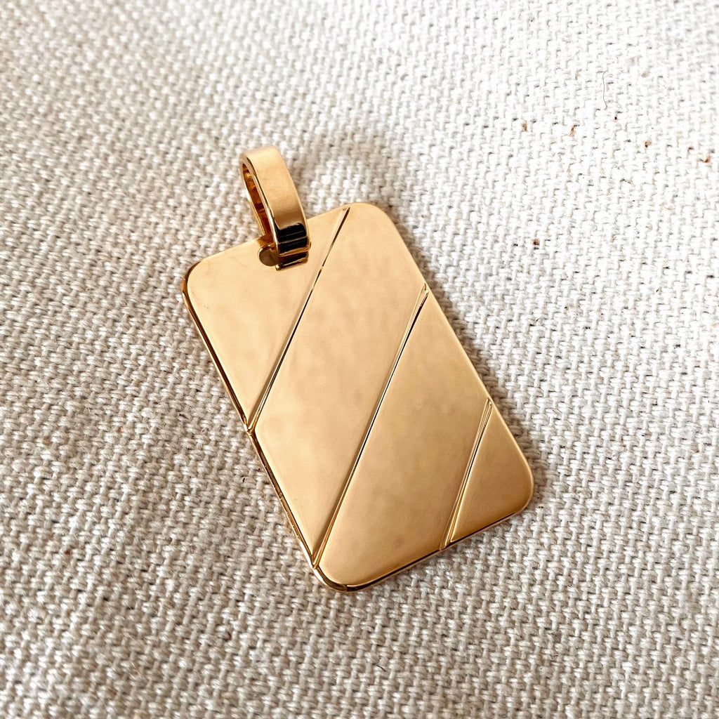 Mondsee 18k Gold Filled Luxury Tag Plate Rectangle Pendant Unisex | 18k Gold Filled Jewelry