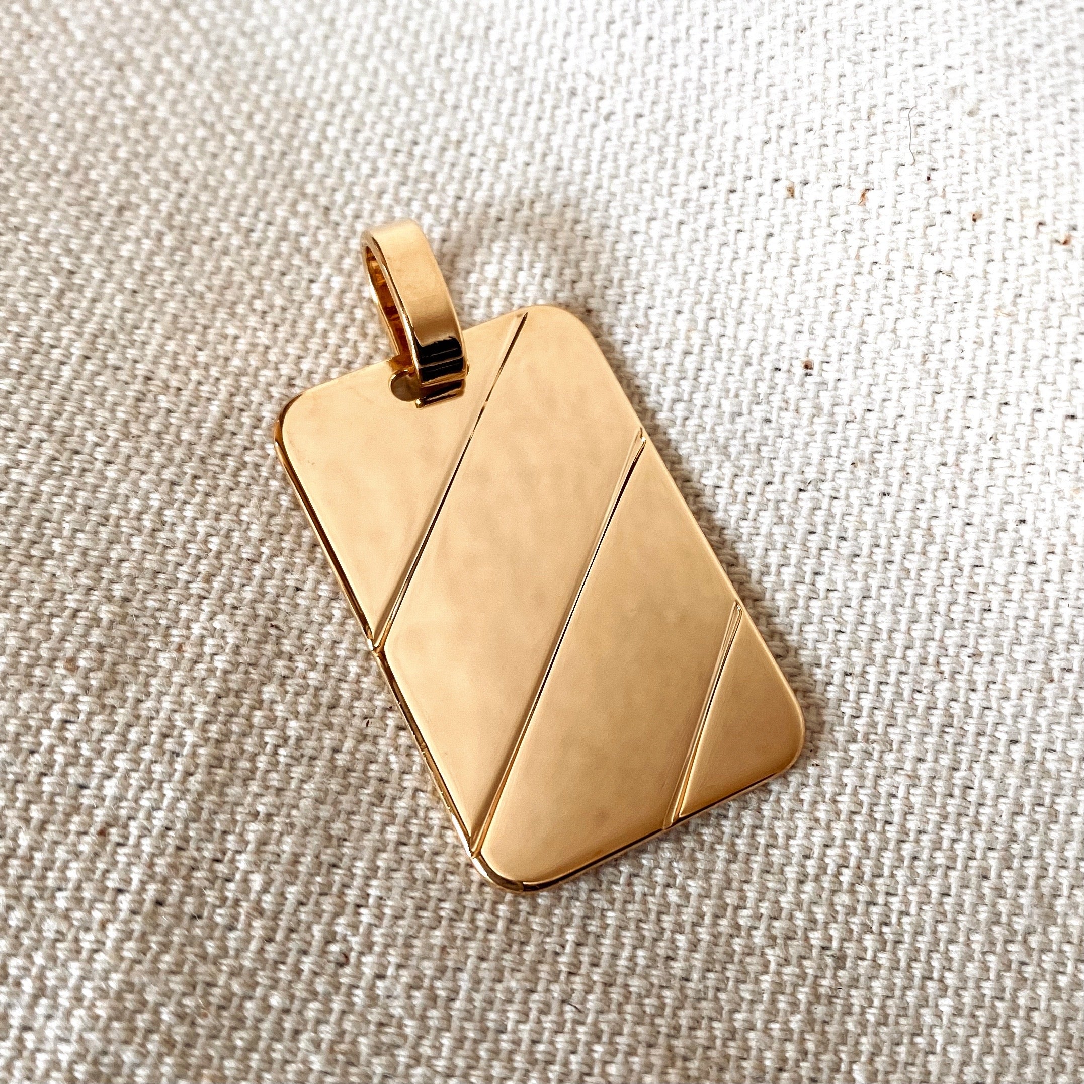 Mondsee 18k Gold Filled Luxury Tag Plate Rectangle Pendant Unisex | 18k Gold Filled Jewelry
