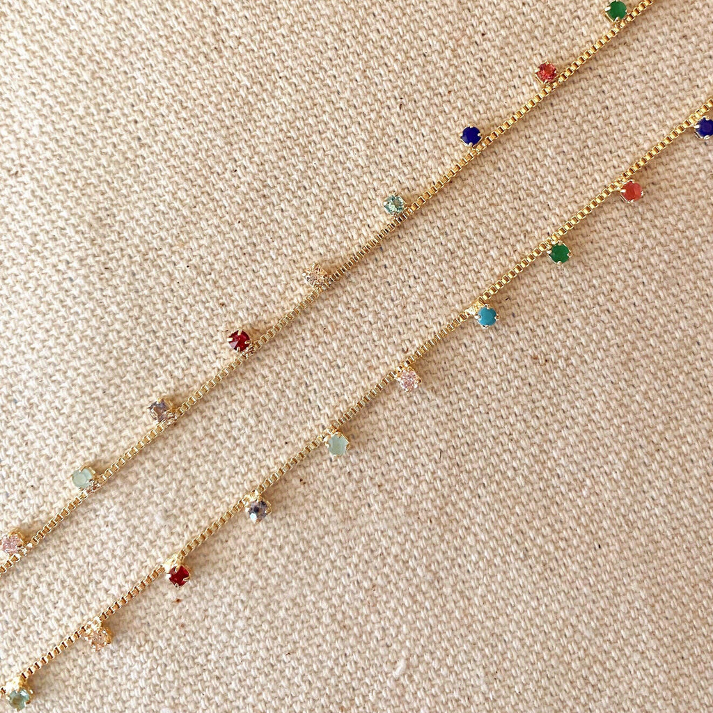 Mondsee 18k Gold Filled Micro Cubic Zirconia Colored Stones Necklace | 18k Gold Filled Jewelry