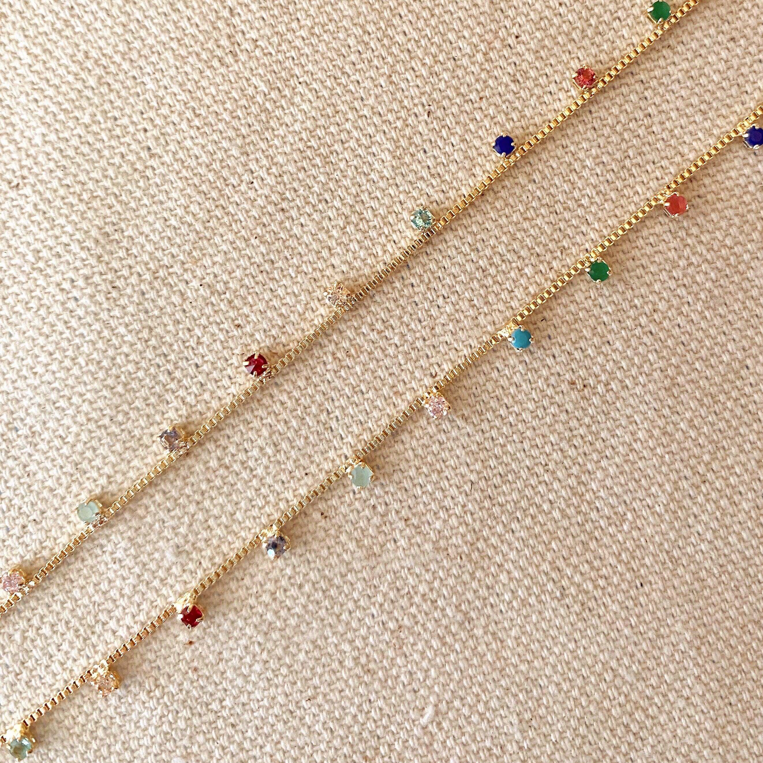 Mondsee 18k Gold Filled Micro Cubic Zirconia Colored Stones Necklace | 18k Gold Filled Jewelry