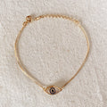 Mondsee 18k Gold Filled Micro Pave Cubic Zirconia Evil Eye Bracelet Featuring Sapphire And Clear CZ | 18k Gold Filled Jewelry