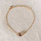 Mondsee 18k Gold Filled Micro Pave Cubic Zirconia Evil Eye Bracelet Featuring Sapphire And Clear CZ | 18k Gold Filled Jewelry