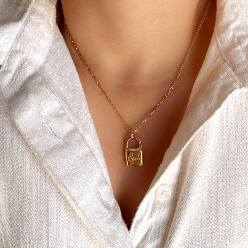 Mondsee 18k Gold Filled Oui Love Lock Pendant | 18k Gold Filled Jewelry