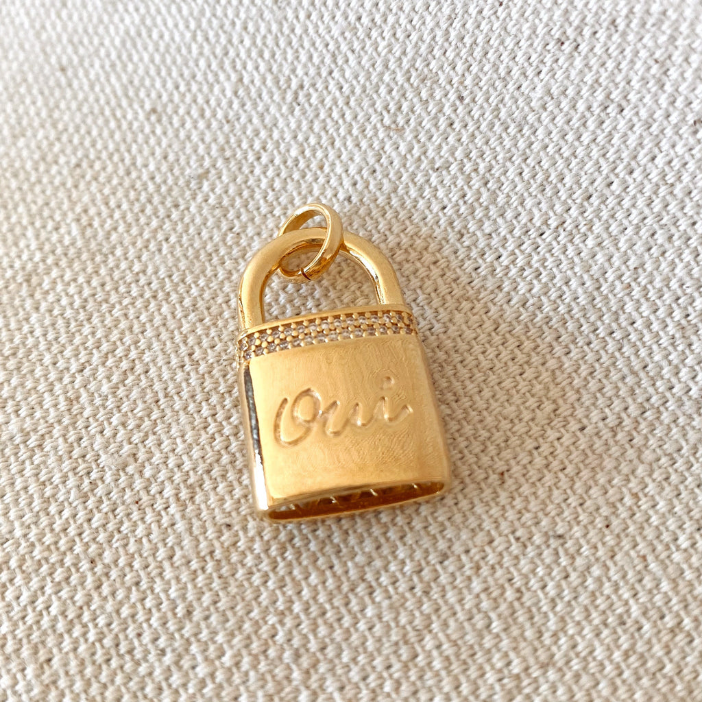 Mondsee 18k Gold Filled Oui Love Lock Pendant | 18k Gold Filled Jewelry
