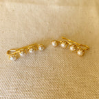 GoldFi 18k Gold Filled Pearl Ear Climber Style Earrings