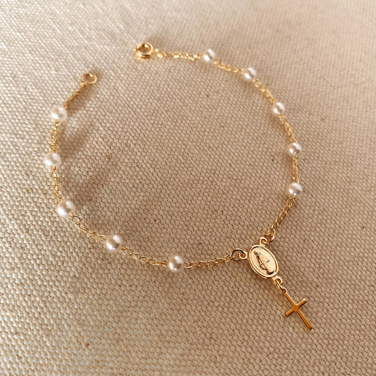 GoldFi 18k Gold Filled Pearl Rosary Bracelet