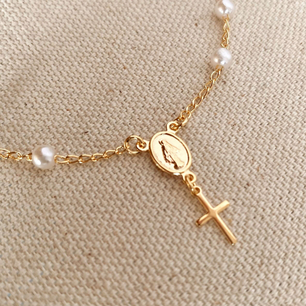 GoldFi 18k Gold Filled Pearl Rosary Bracelet