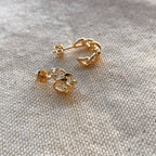 Mondsee 18k Gold Filled Petite Cuban Link Chain C-Hoop Earrings | 18k Gold Filled Jewelry