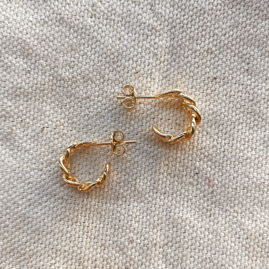 Mondsee 18k Gold Filled Petite Cuban Link Chain C-Hoop Earrings | 18k Gold Filled Jewelry