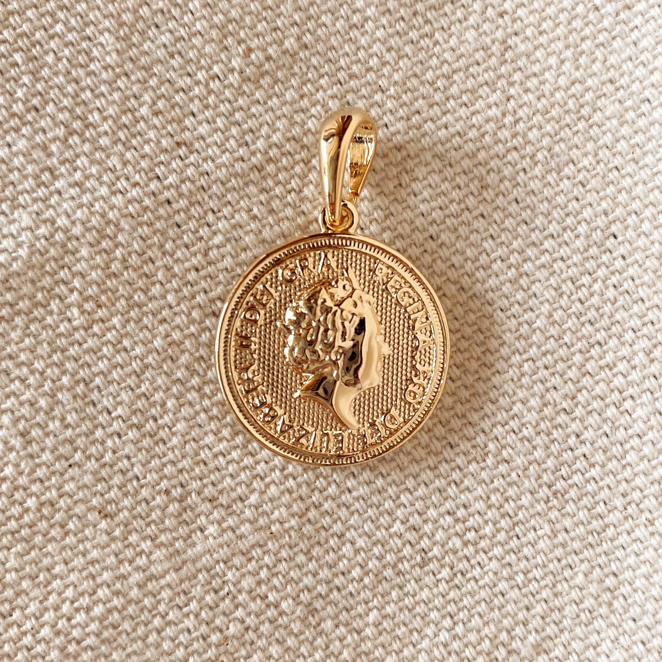 Mondsee 18k Gold Filled Queen Elizabeth Coin Pendant | 18k Gold Filled Jewelry