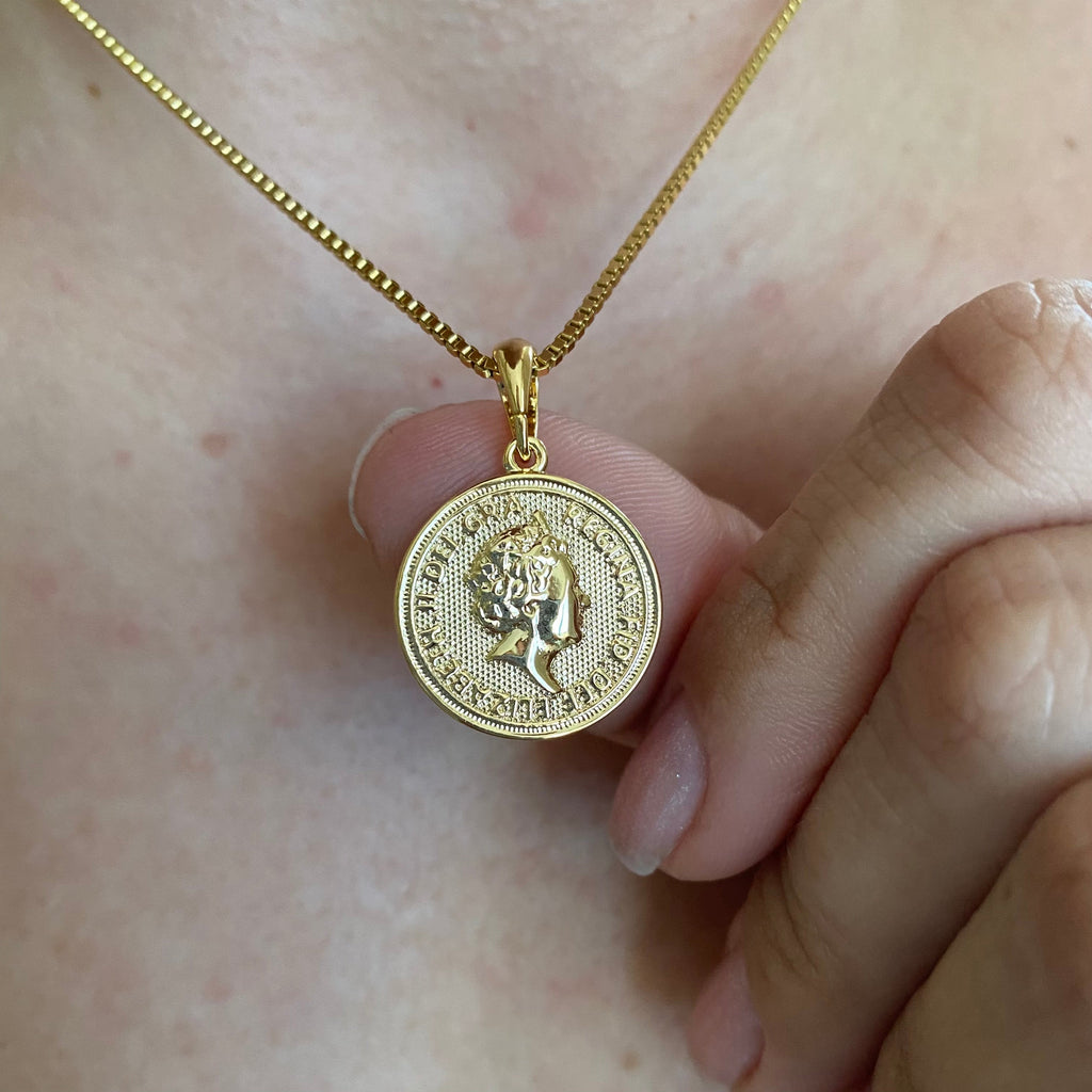 Mondsee 18k Gold Filled Queen Elizabeth Coin Pendant | 18k Gold Filled Jewelry