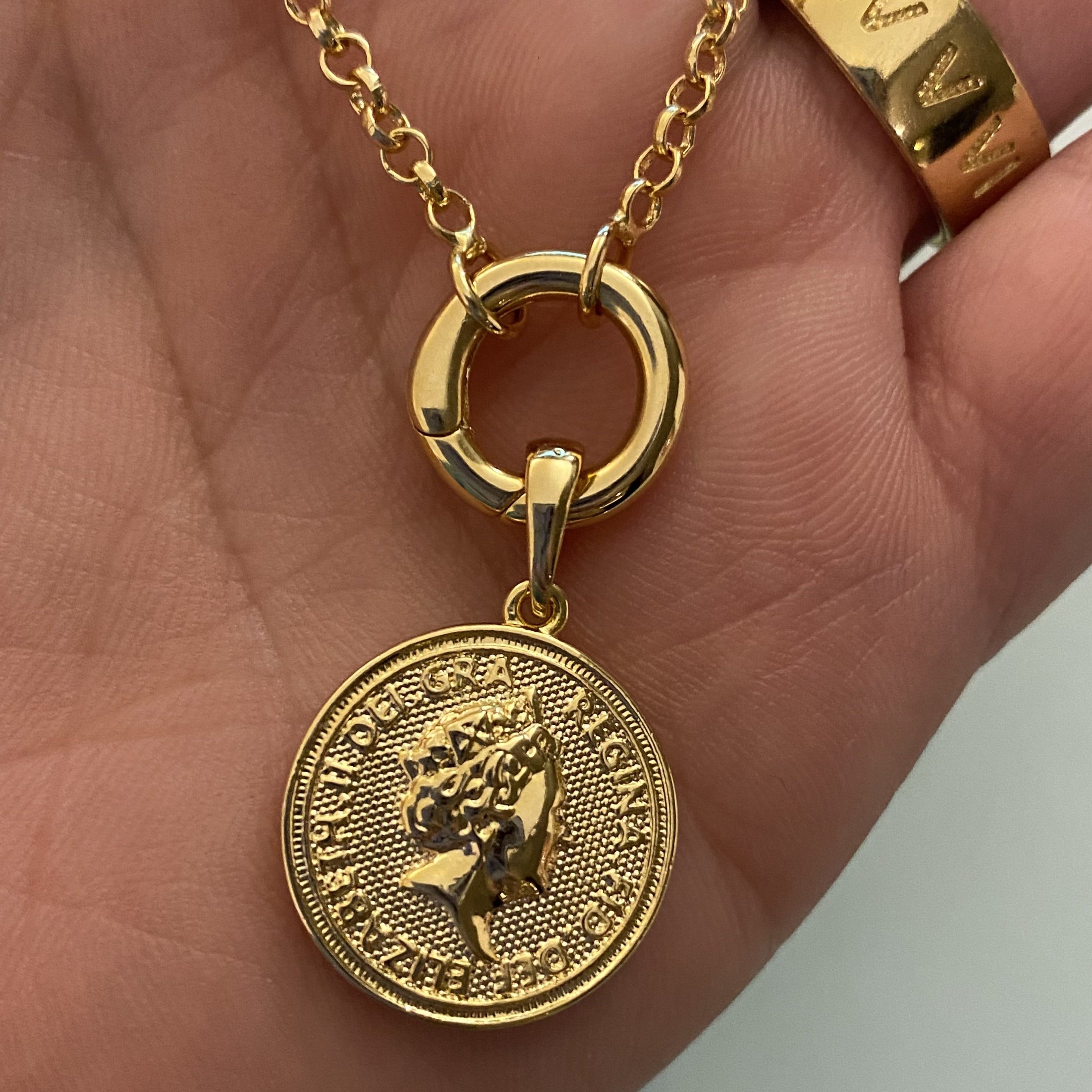 Mondsee 18k Gold Filled Queen Elizabeth Coin Pendant | 18k Gold Filled Jewelry