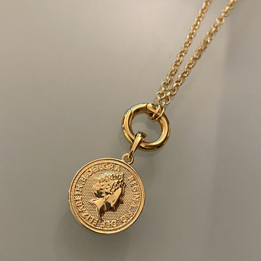 Mondsee 18k Gold Filled Queen Elizabeth Coin Pendant | 18k Gold Filled Jewelry