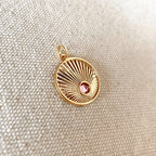 GoldFi 18k Gold Filled Radial Arrangement Plate Pendant With Detail Color Cubic Zircon Stone
