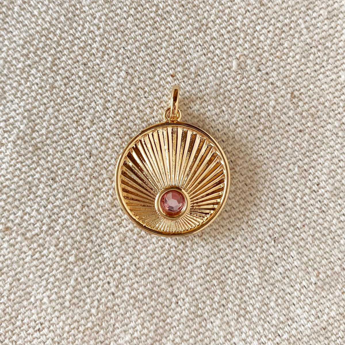 18k Gold Filled Radial Arrangement Plate Pendant With Detail Color Cubic Zircon Stone – Rose