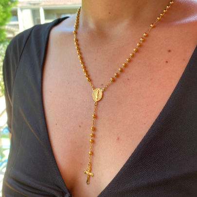 Mondsee 18k Gold Filled 4.5mm Rosary Necklace | 18k Gold Filled Jewelry