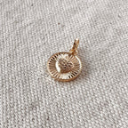 GoldFi 18k Gold Filled Spoke Textured Charm Heart Cubic Zirconia
