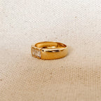 GoldFi 18k Gold Filled Trio baguette Cubic Zirconia Stone Ring