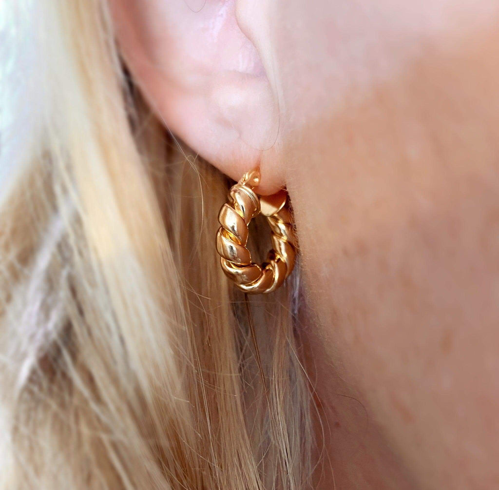 Mondsee 18k Gold Filled Twisted Tube Croissant Hoop Earrings | 18k Gold Filled Jewelry