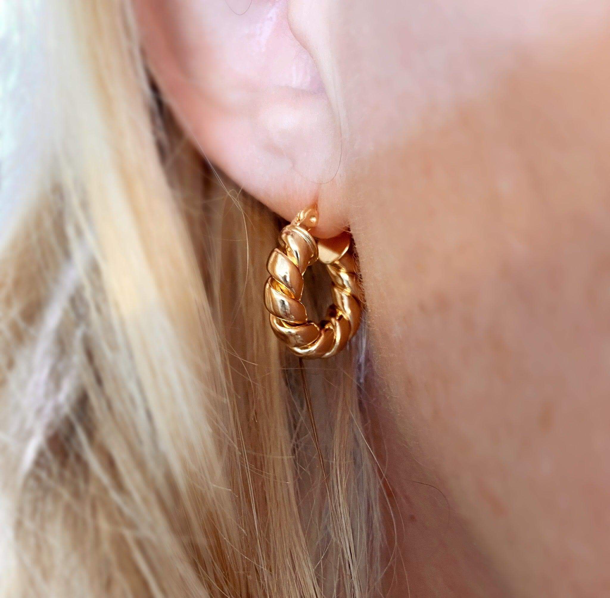 Mondsee 18k Gold Filled Twisted Tube Croissant Hoop Earrings | 18k Gold Filled Jewelry