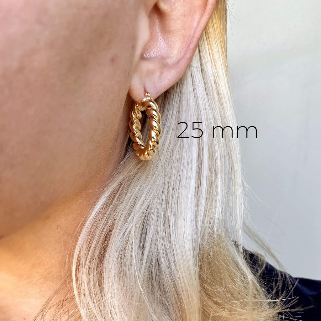 Mondsee 18k Gold Filled Twisted Tube Croissant Hoop Earrings | 18k Gold Filled Jewelry