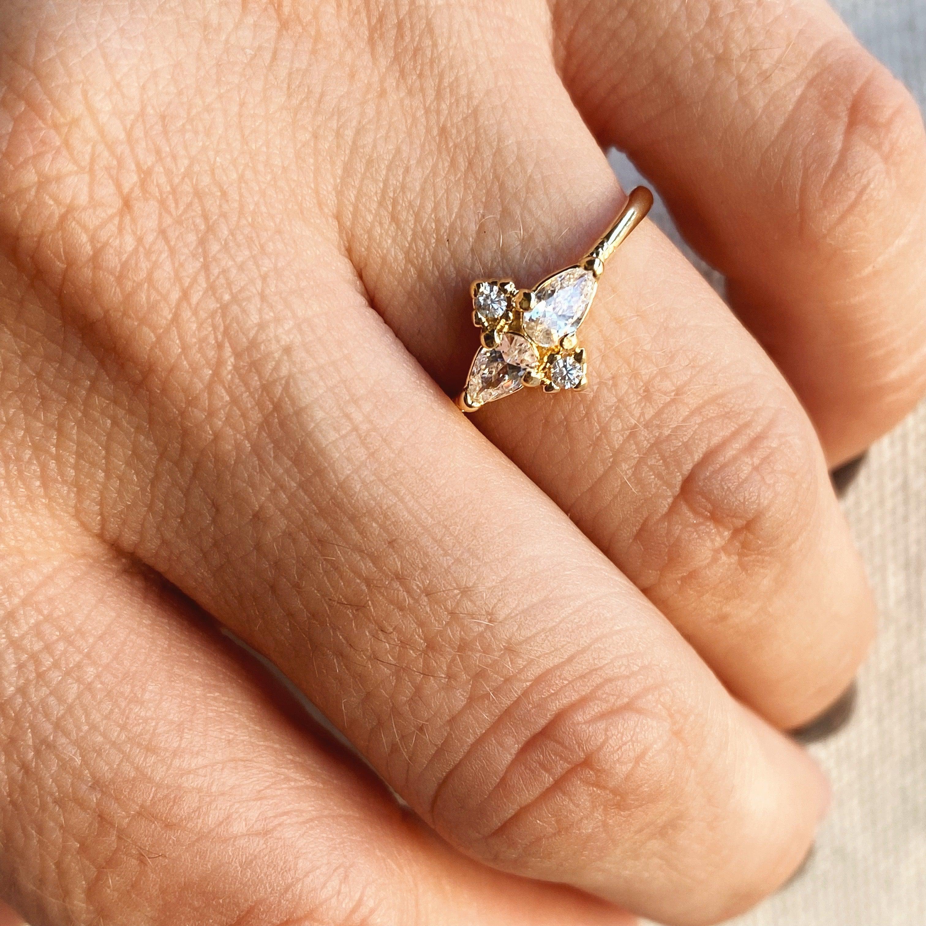 Mondsee 18k Gold Filled Vintage Flower Cubic Zirconia Ring | 18k Gold Filled Jewelry